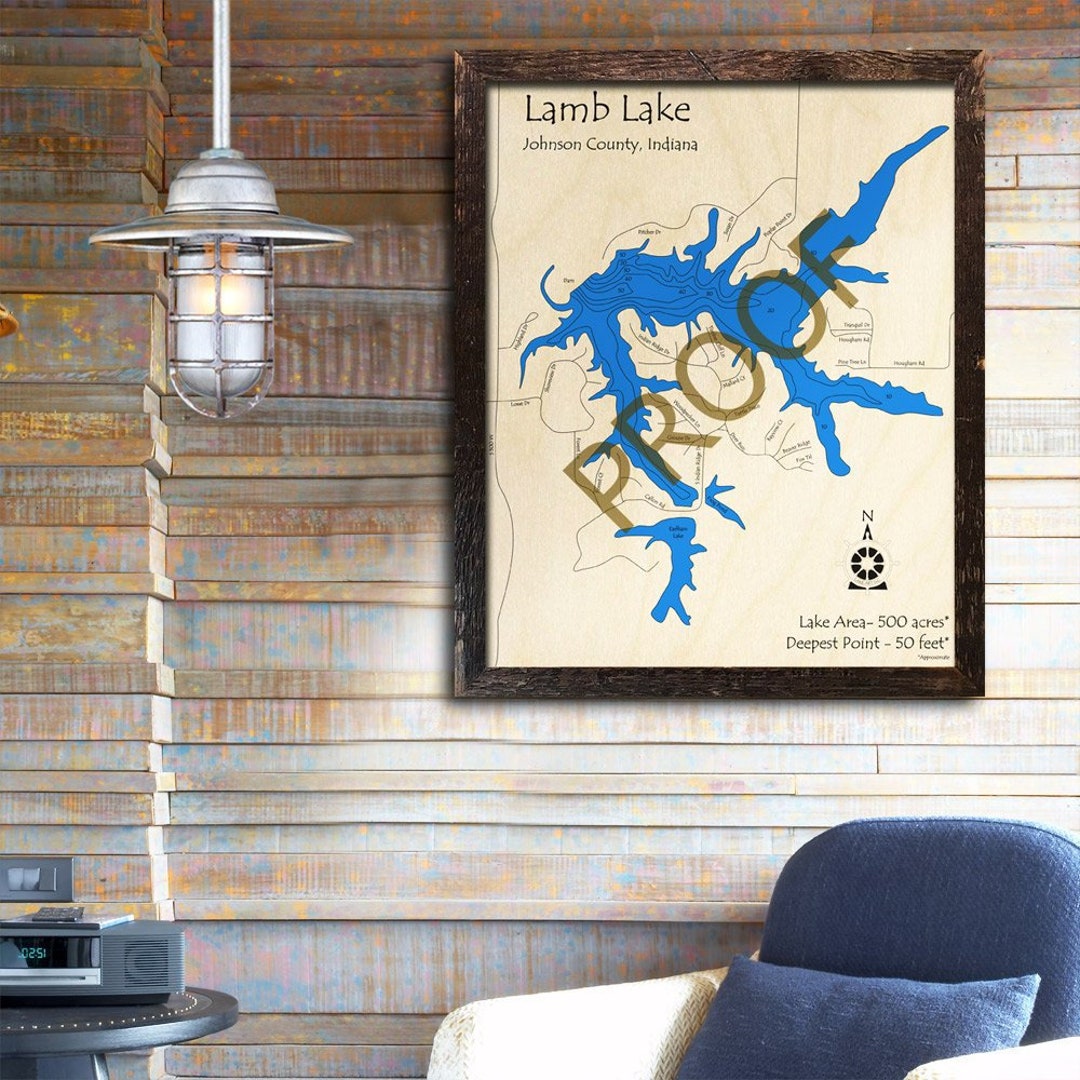 Lamb Lake Indiana 3D Wood Map Cabin Decor Lake House Etsy
