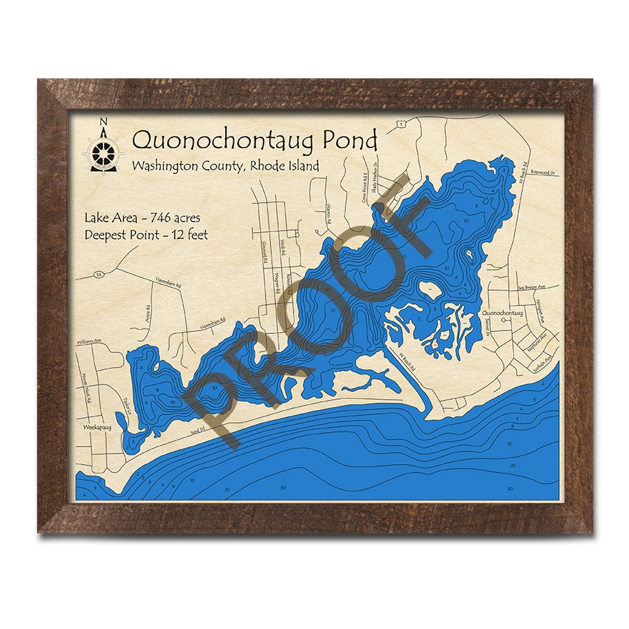 Quonochontaug Pond RI 3D Wood Map Custom Nautical Map Etsy