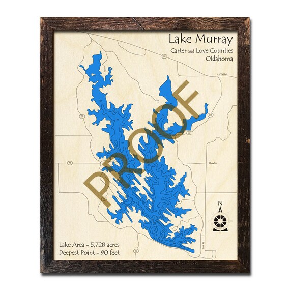 Lake Murray Oklahoma 3d Wood Map Custom Cabin Decor Lake Etsy