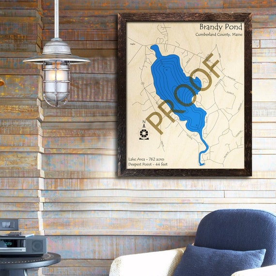 Brandy Pond Maine 3D Wood Map Cabin Decor Lake House Etsy