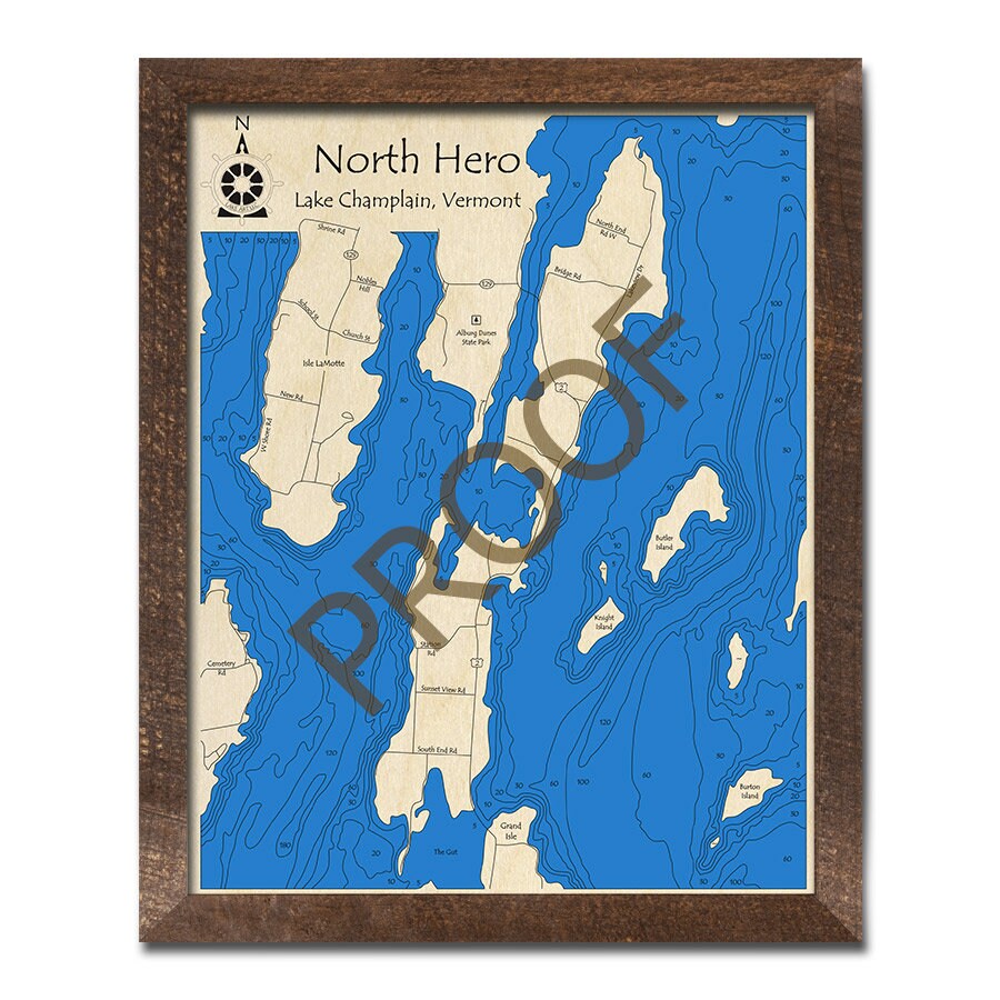 North Hero Lake Champlain VT 3D Wood Map Custom Nautical Etsy