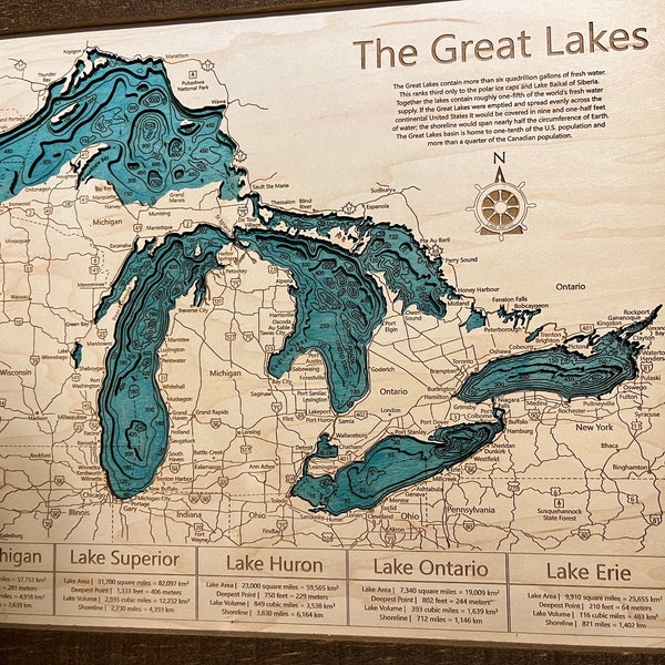 3d Map of Great Lakes - Etsy