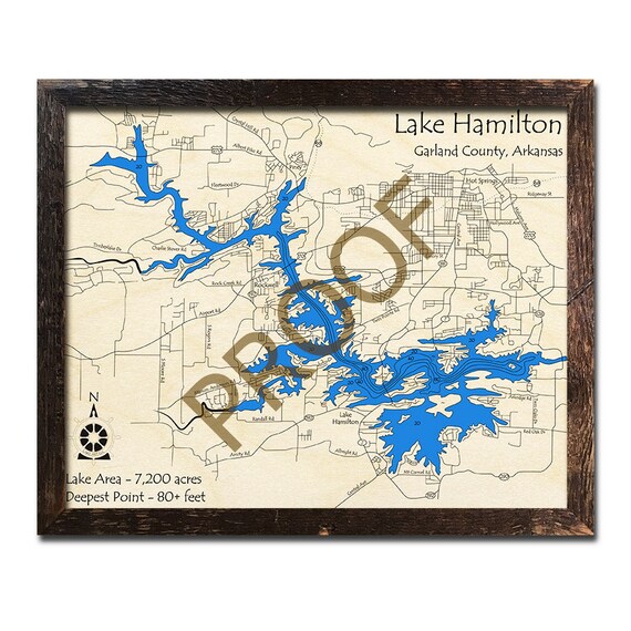 Lake Hamilton Arkansas 3d Wood Map Cabin Decor Lake House Etsy