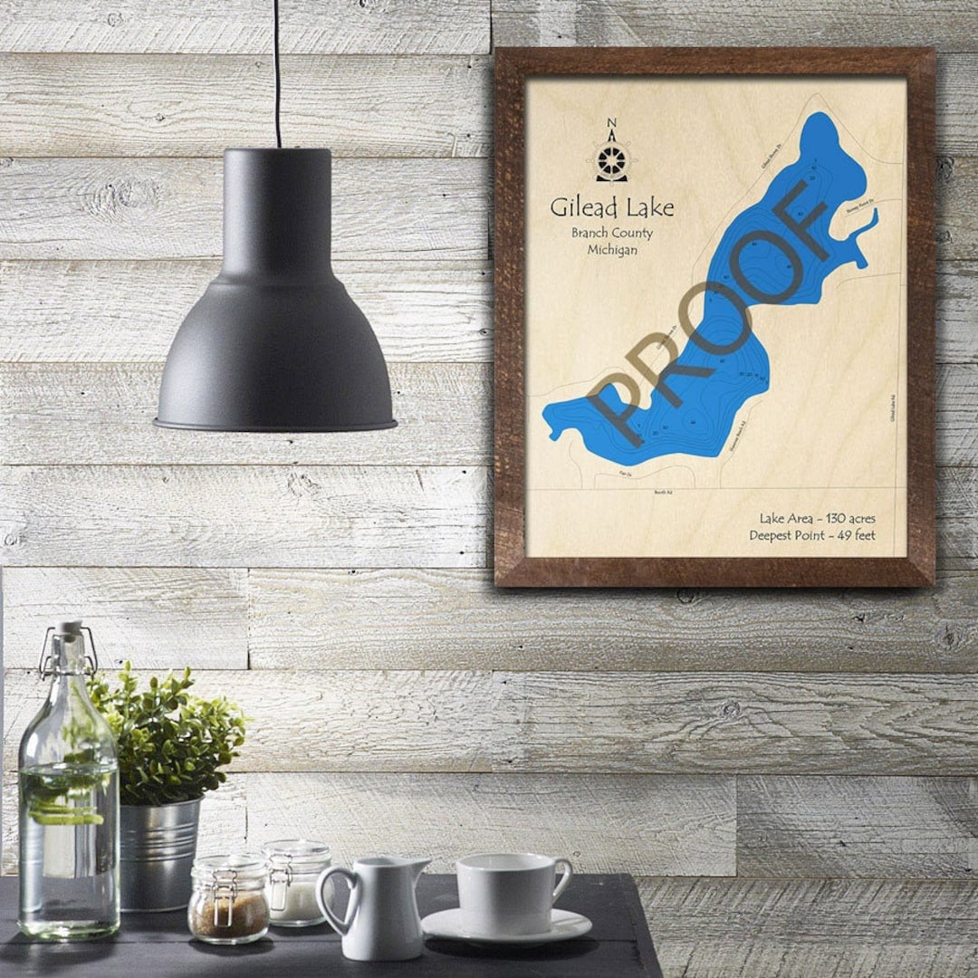 Gilead Lake MI 3D Wood Map Custom Nautical Map Cabin Etsy