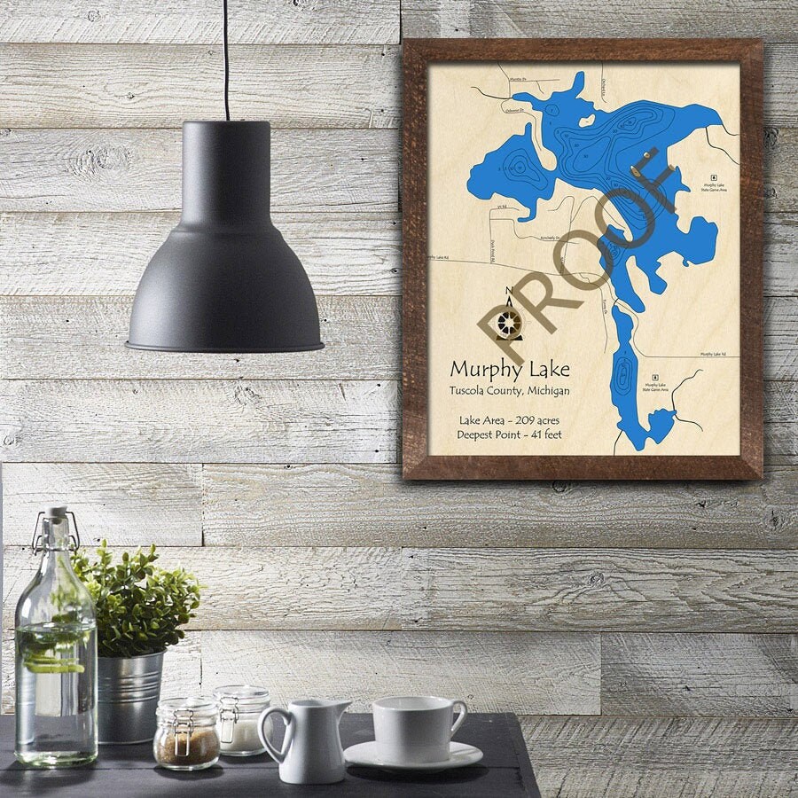 Murphy Lake, MI 3D Wood Map | Custom Nautical Map, Cabin Decor, Lake House Decor, 3D Wooden Chart,  Michigan