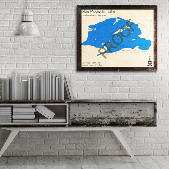 Blue Mountain Lake New York 3d Wood Map Cabin Decor Lake Etsy