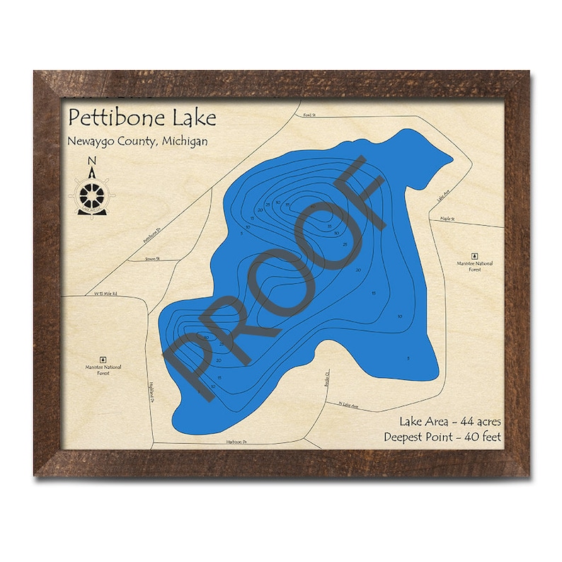 Pettibone Lake MI 3D Wood Carved Map Custom Nautical Map Etsy