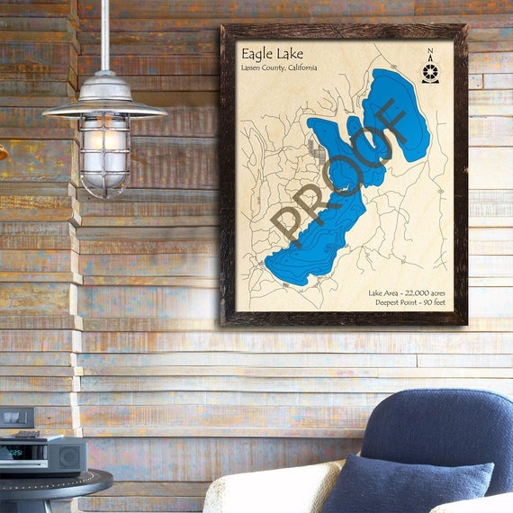 Eagle Lake California 3d Wood Map Cabin Decor Lake House Etsy