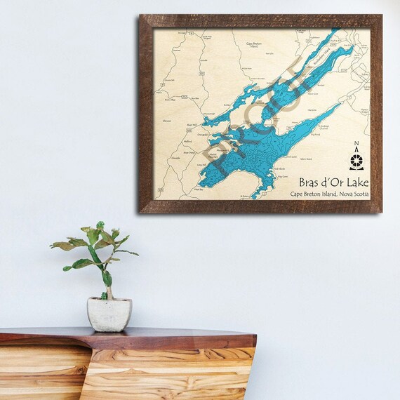 Bras D'or Lake 3D Wood Map Cape Breton Island Nova Etsy