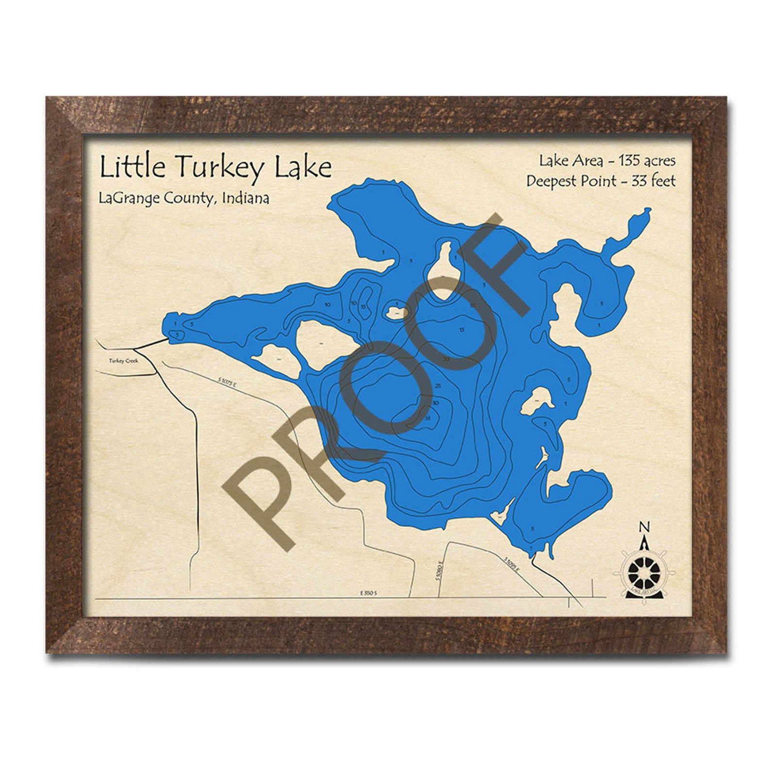 Little Turkey Lake Indiana 3D Wood Map Custom Nautical Map Etsy