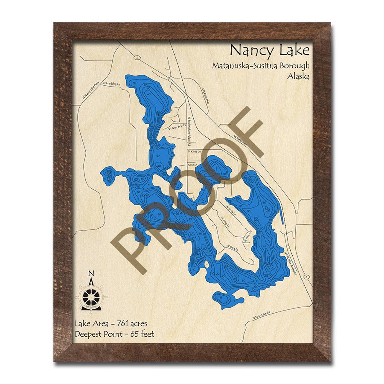 Nancy Lake Alaska 3D Wood Map Custom Nautical Map Cabin Etsy