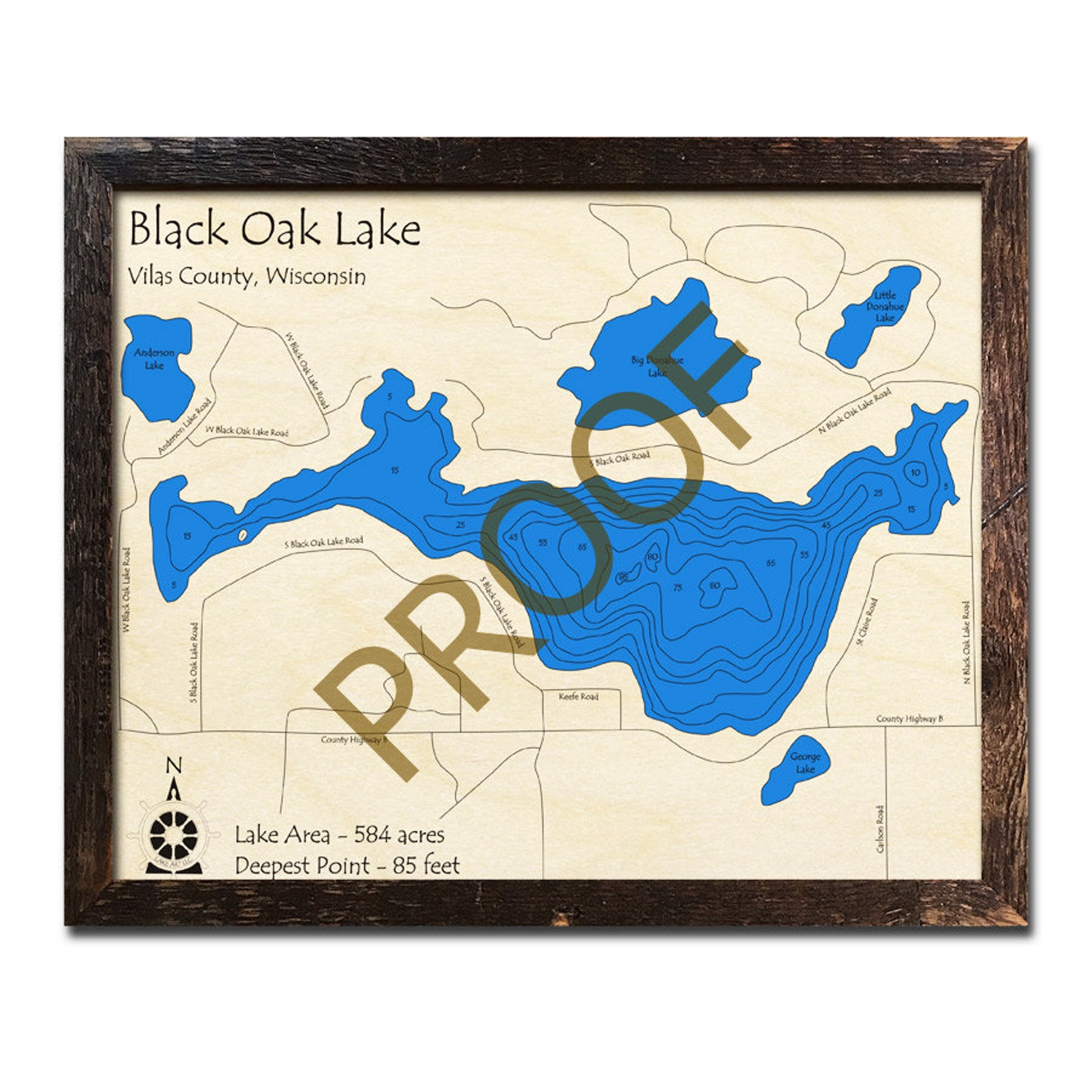 Black Oak Lake WI 3D Wood Map Custom Cabin Decor Lake Etsy