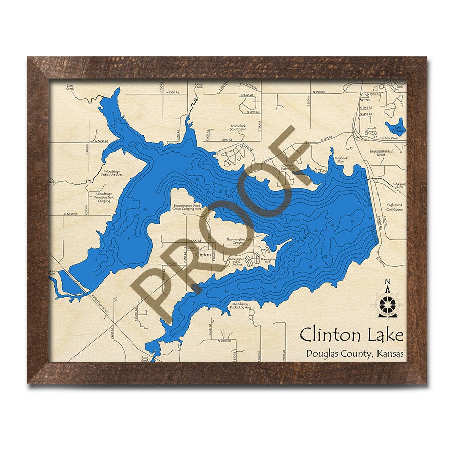 Clinton Lake Kansas 3D Wood Map Custom Nautical Map Cabin Etsy