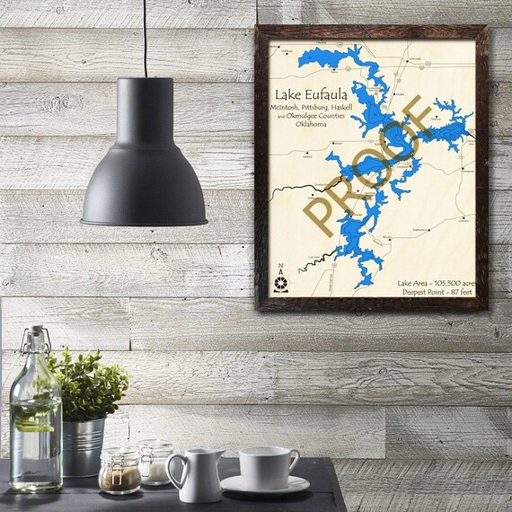 Lake Eufaula Oklahoma 3d Wood Map Cabin Decor Lake House Etsy