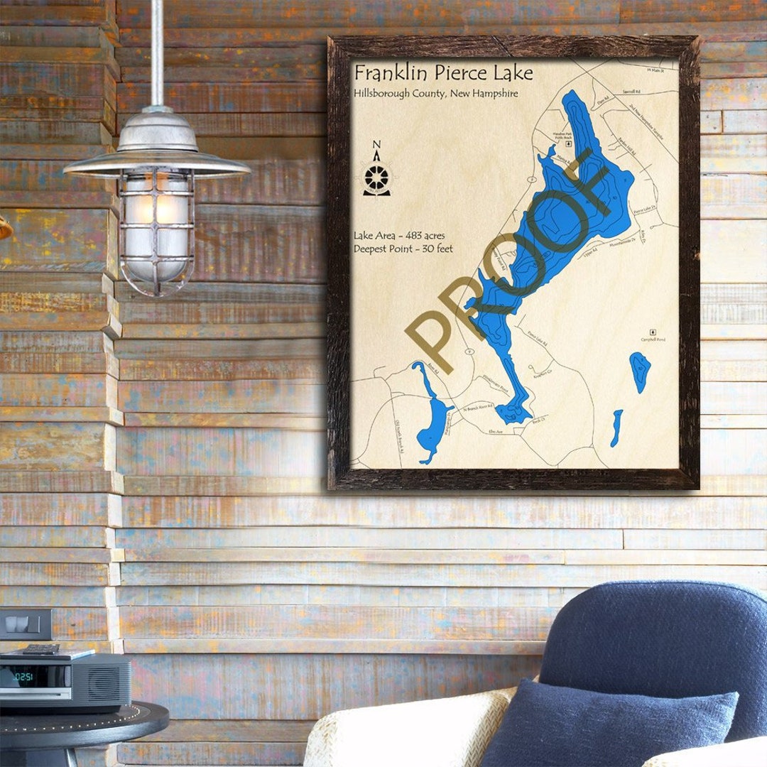 Franklin Pierce Lake New Hampshire 3D Wood Map Cabin Decor Etsy UK