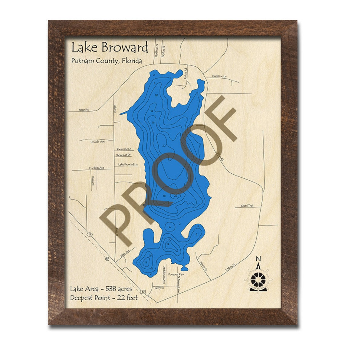 Lake Broward FL 3D Map Custom Nautical Map Unique Cabin Etsy