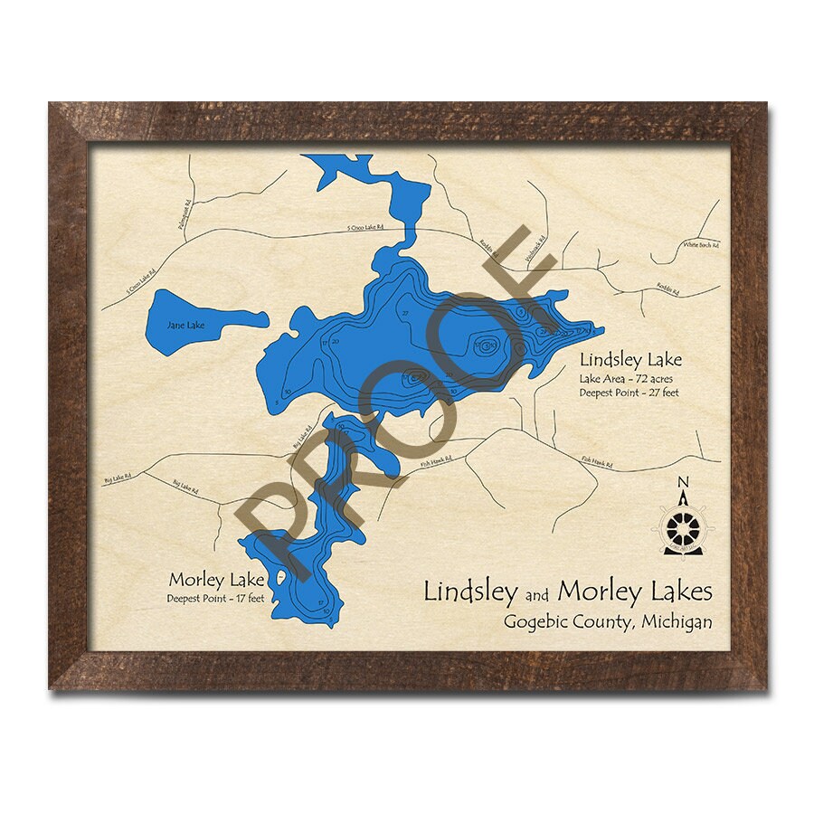Lindsley Lake Morley Lake MI 3D Wood Map Custom Nautical Etsy