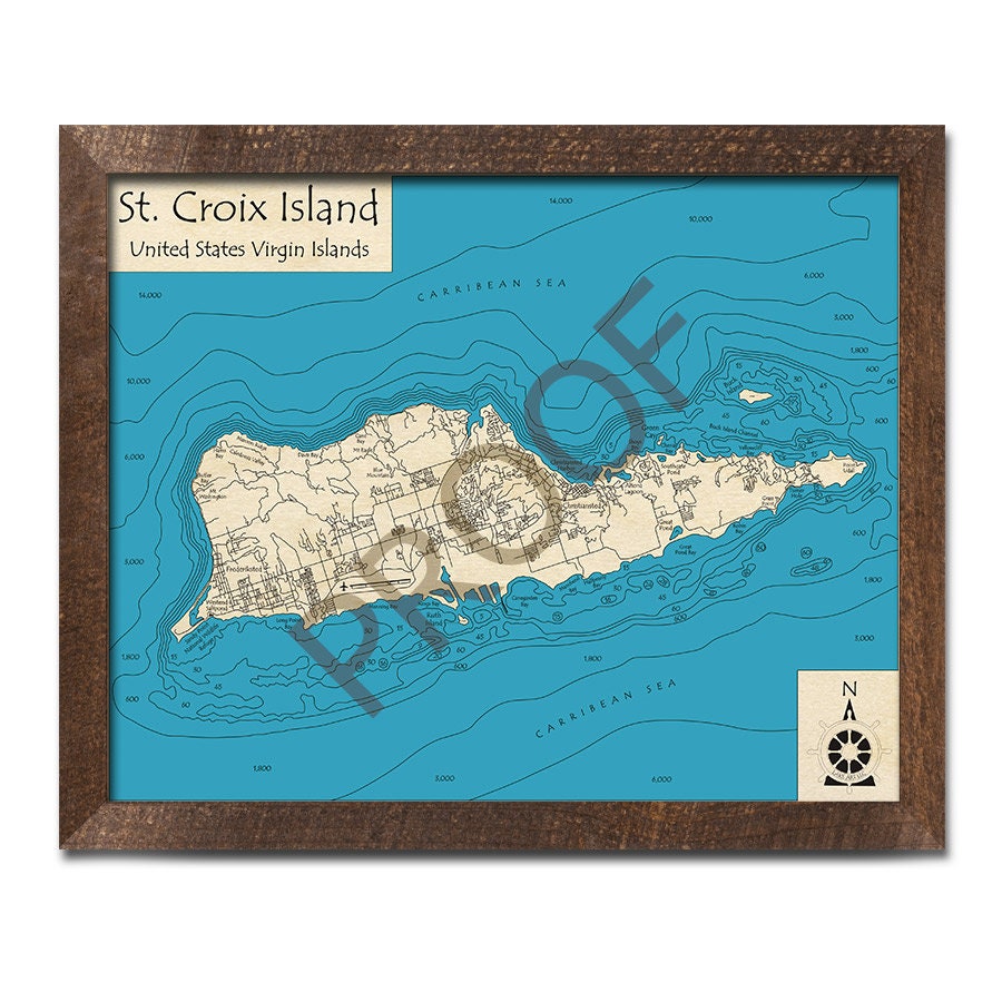 St. Croix Island 3D Wood Map | United States Virgin Islands, Caribbean ...
