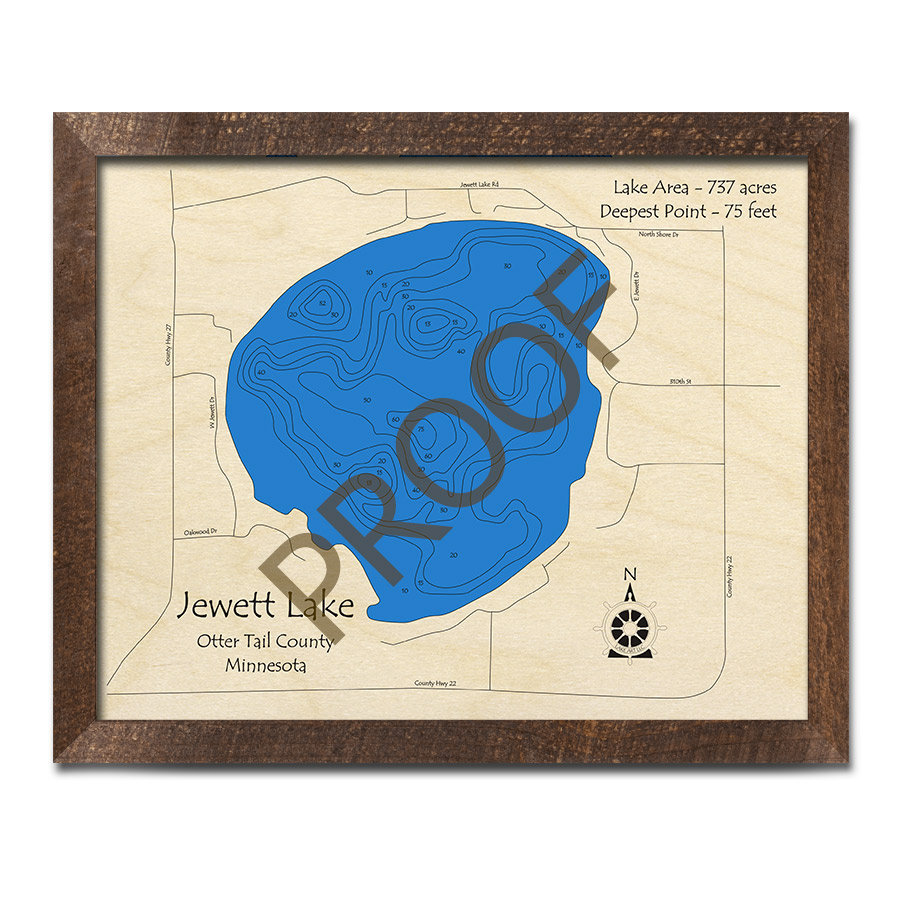 Jewett Lake MN 3D Wood Map Custom Nautical Map Cabin Etsy