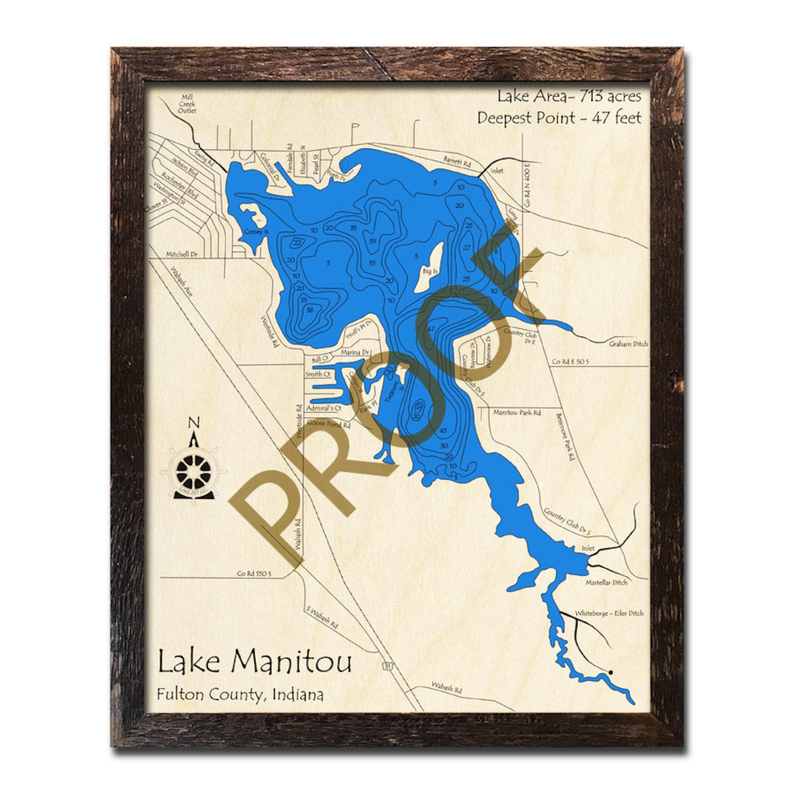 Lake Manitou Indiana 3D Wood Map Cabin Decor Lake House Etsy