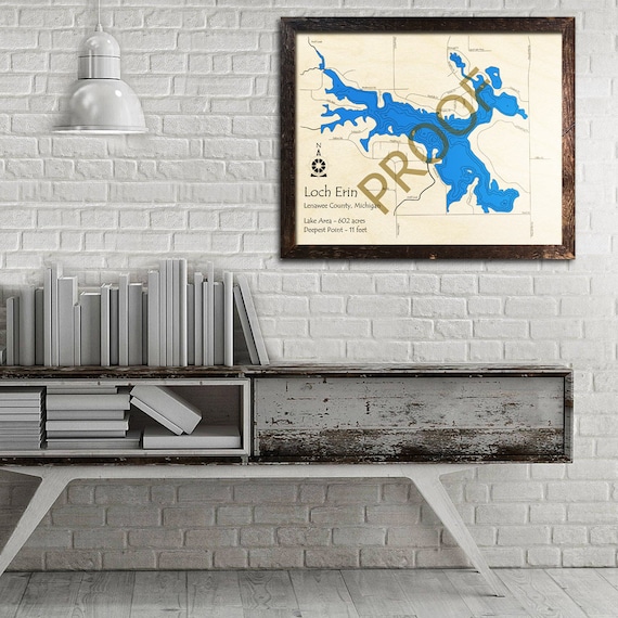 Loch Erin Michigan 3D Wood Map Lake House Décor Cabin Etsy