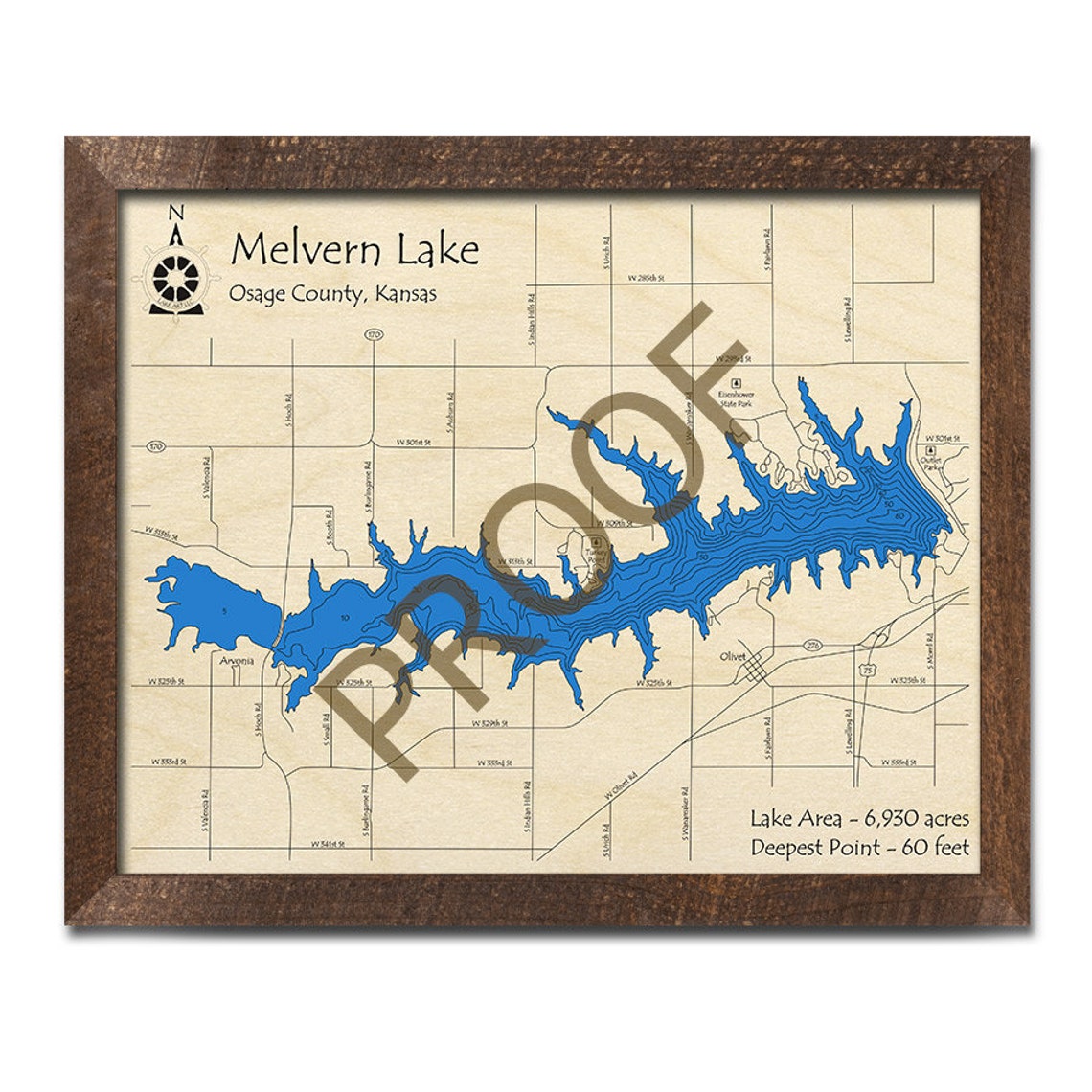 Melvern Lake Kansas 3D Wood Map Custom Nautical Map Cabin Etsy