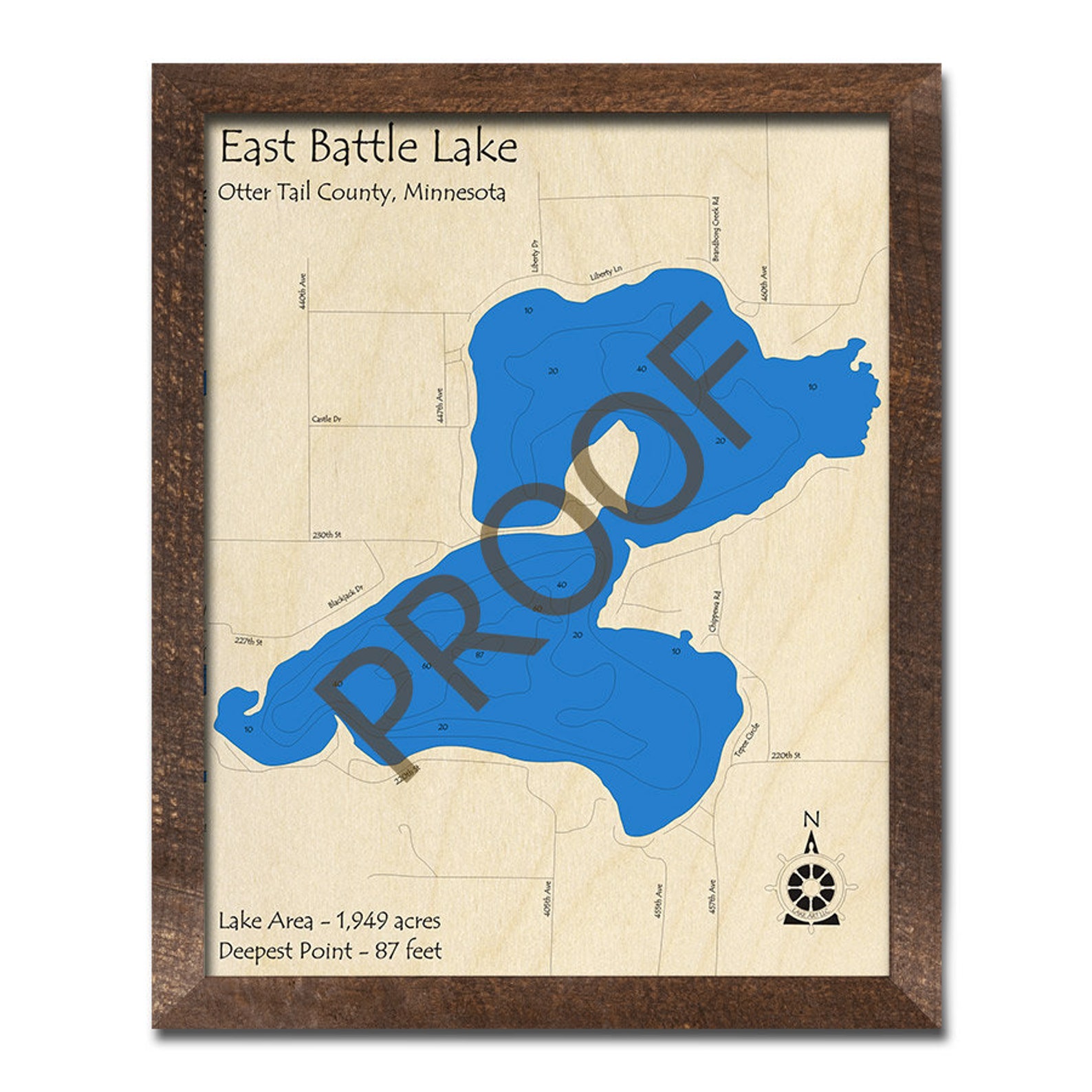 East Battle Lake MN 3D Wood Map Custom Nautical Map Cabin Etsy