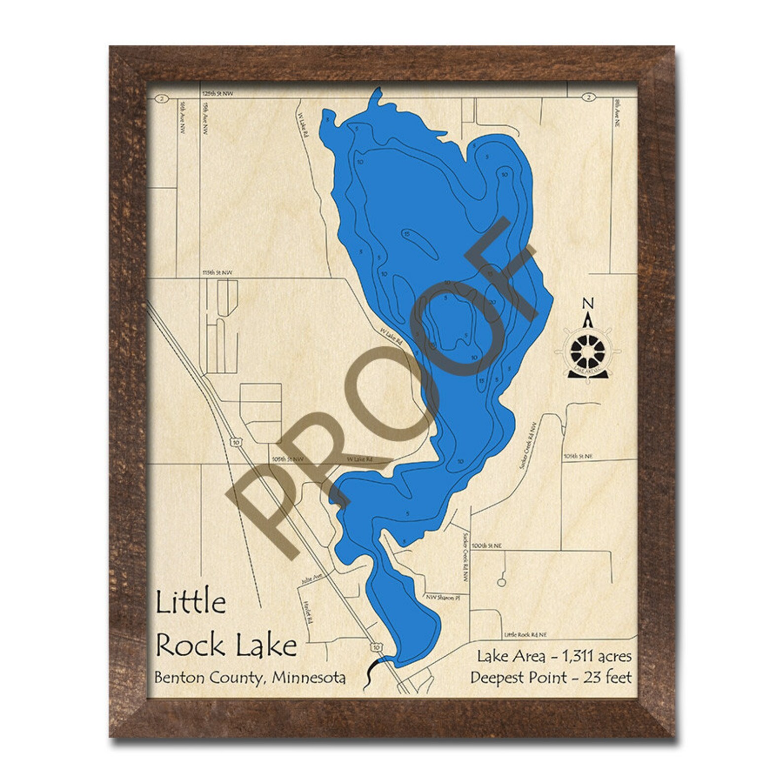 Little Rock Lake MN 3D Wood Map Custom Nautical Map Cabin Etsy
