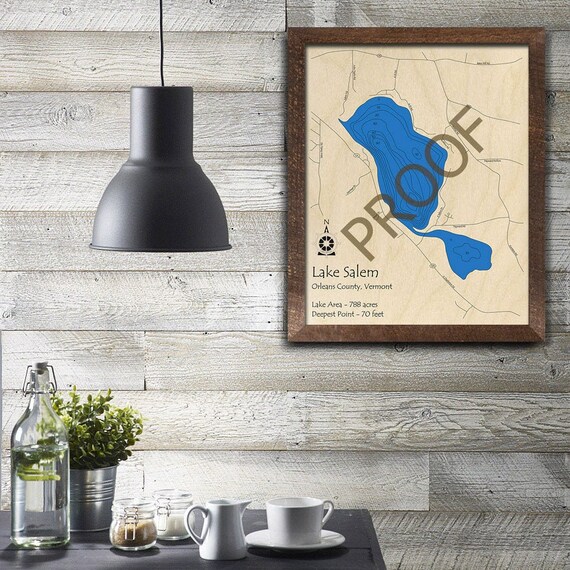Lake Salem VT 3D Wood Map Custom Nautical Chart Cabin Etsy