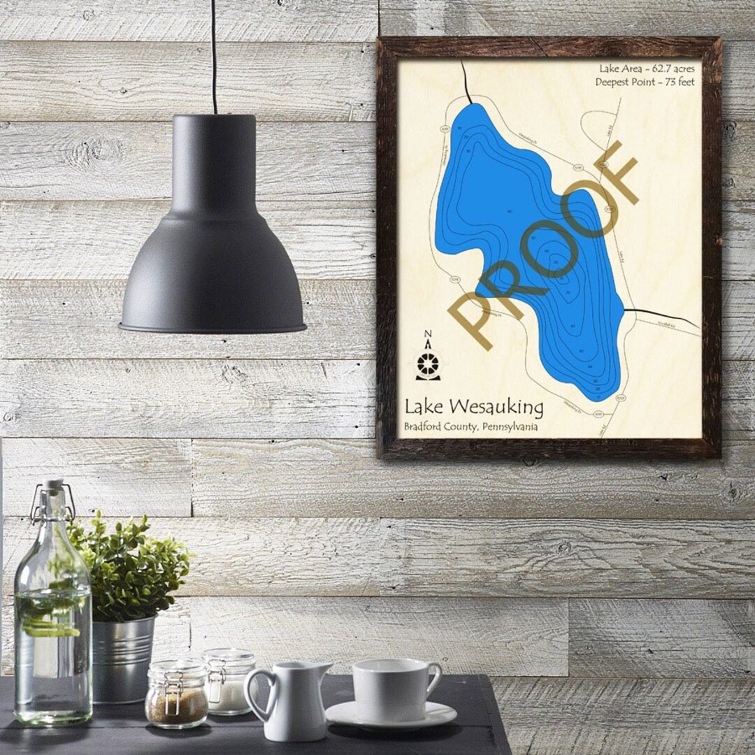 Lake Wesauking PA 3D Wood Map Custom Cabin Decor Lake Etsy