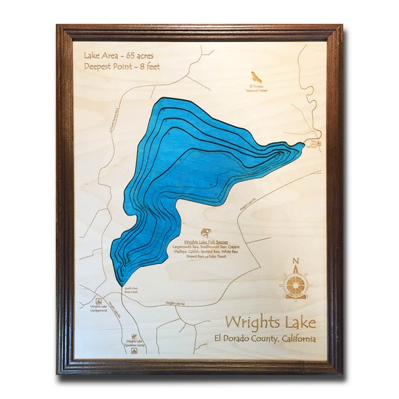 Wrights Lake California 3d Laser Cut Wood Map Depth Map Of Etsy