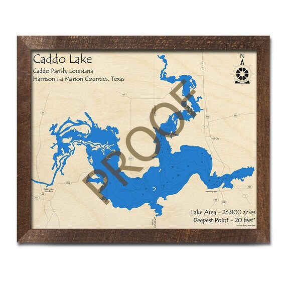 Caddo Lake Louisiana 3d Wood Map Custom Nautical Map Cabin Etsy