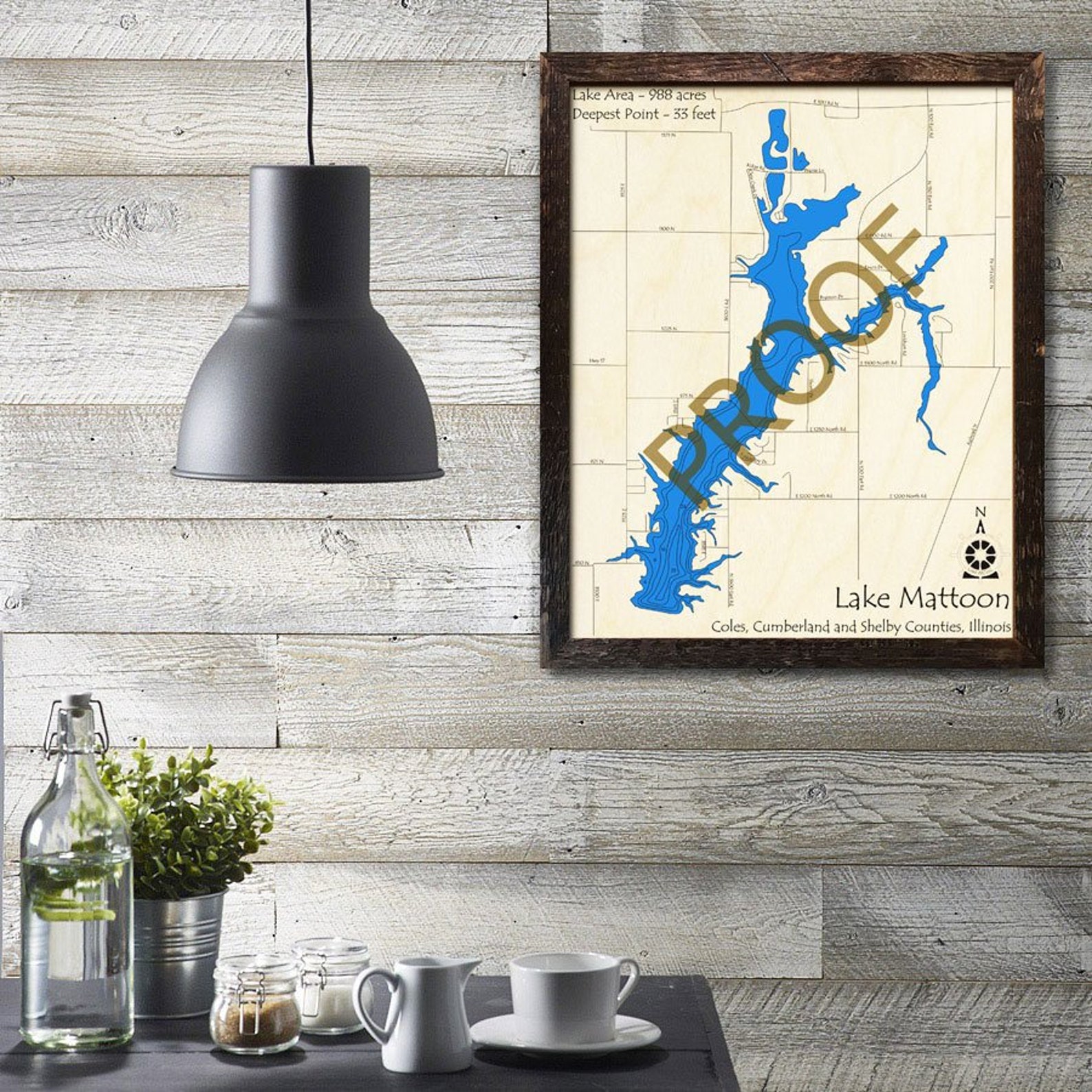 Lake Mattoon Illinois 3D Wood Map Cabin Decor Lake House Etsy