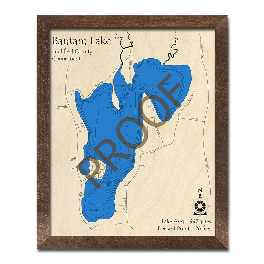 Bantam Lake CT 3D Wood Map Custom Nautical Map Unique | Etsy