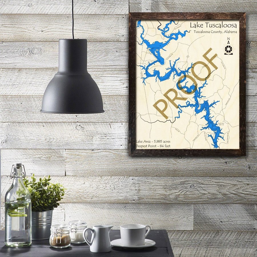 Lake Tuscaloosa Alabama 3D Wood Map Cabin Decor Lake Etsy