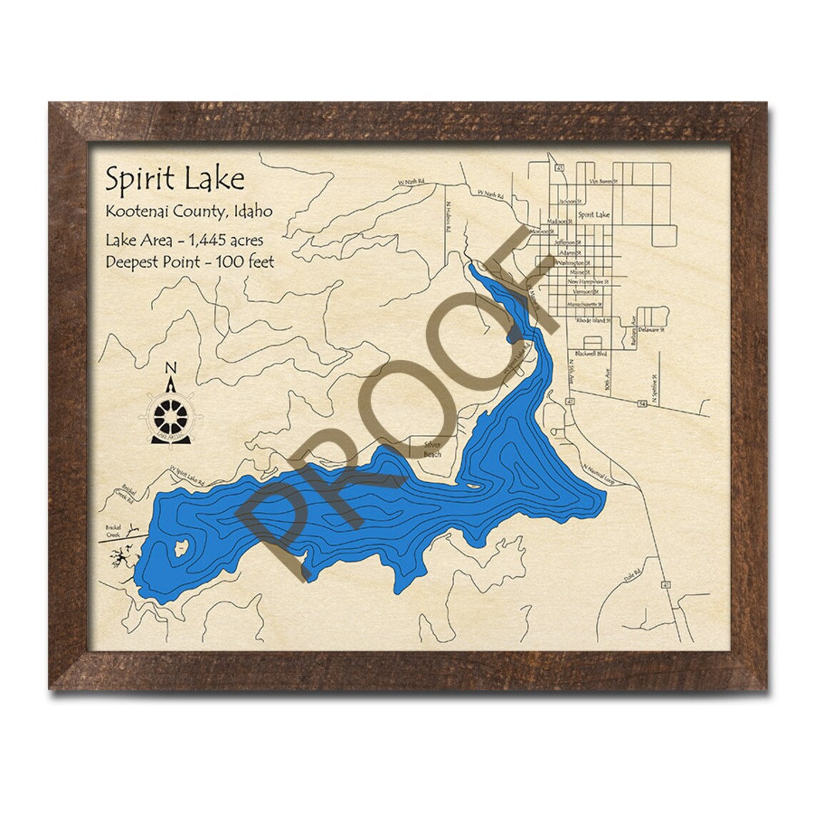 Spirit Lake ID 3D Wood Map 3D Depth Map Cabin Decor Lake Etsy