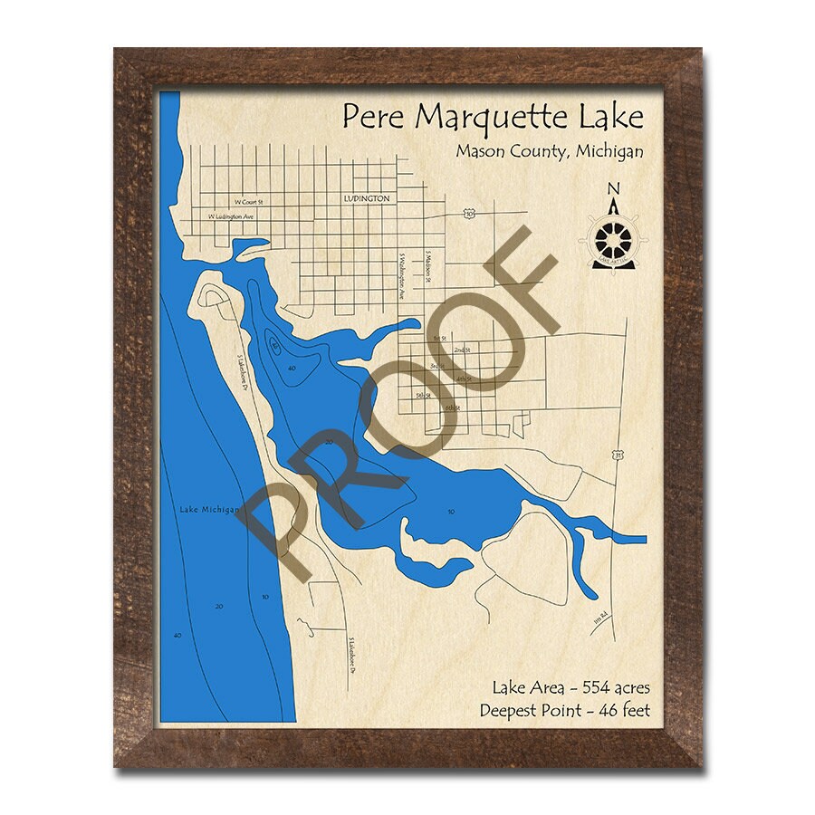 Pere Marquette Lake Lake Michigan MI 3D Wood Carved Map Etsy