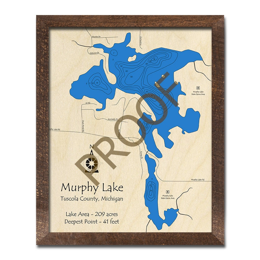 Murphy Lake MI 3D Wood Map Custom Nautical Map Cabin Etsy