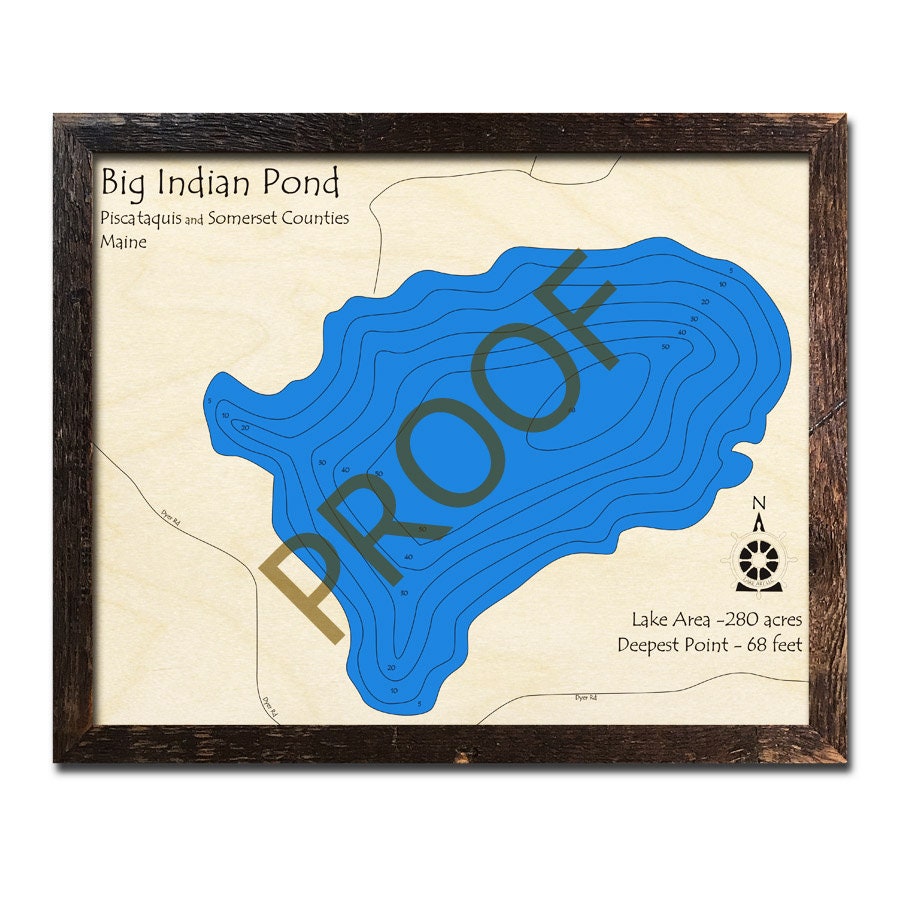 Big Indian Pond Maine 3D Wood Map Custom Cabin Decor Lake Etsy