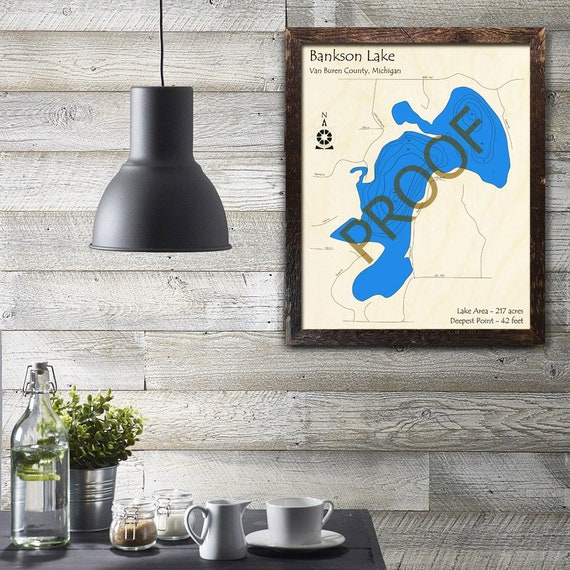 Bankson Lake MI 3D Wood Map Custom Cabin Decor Lake House Etsy