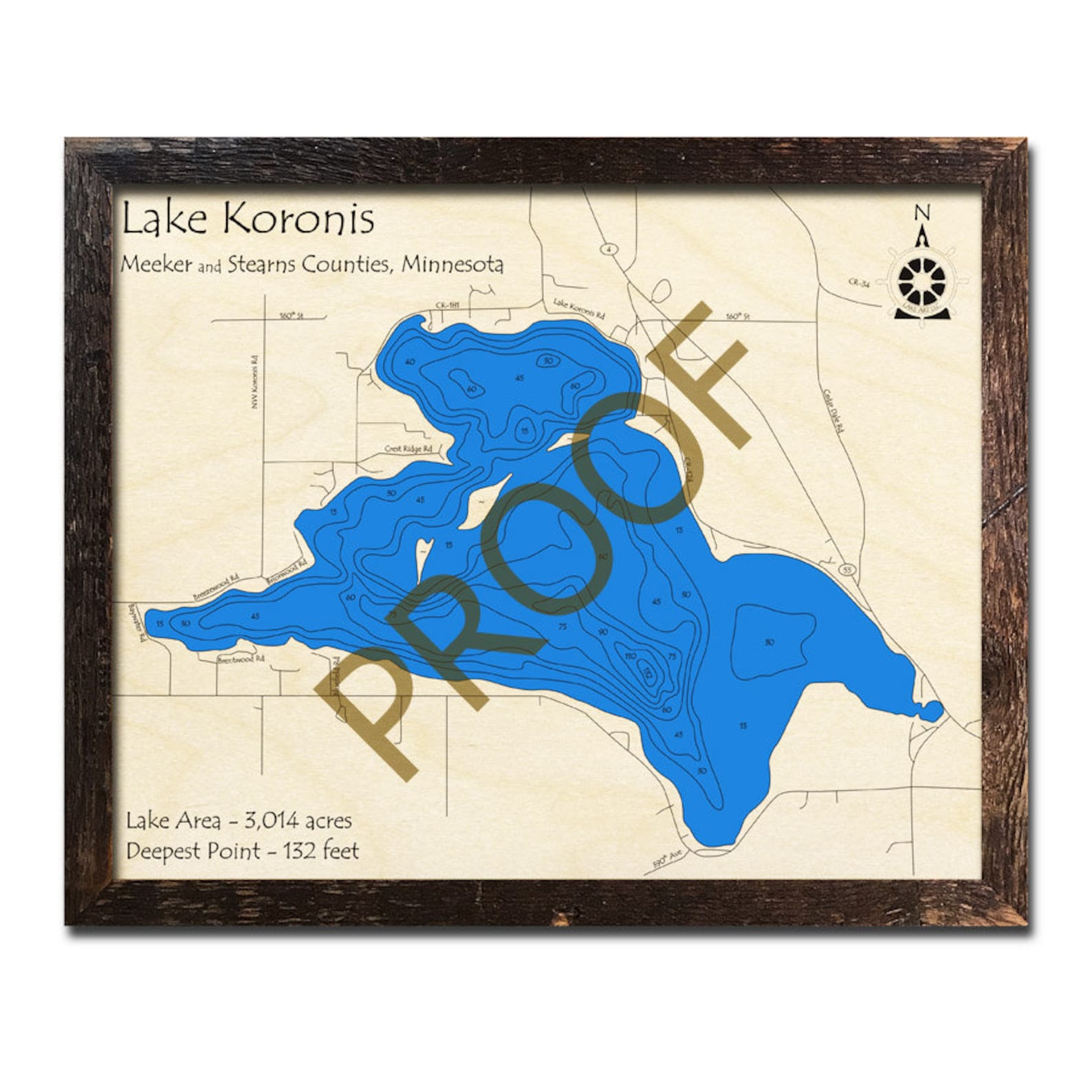 Lake Koronis Minnesota 3D Wood Map Cabin Decor Lake House Etsy