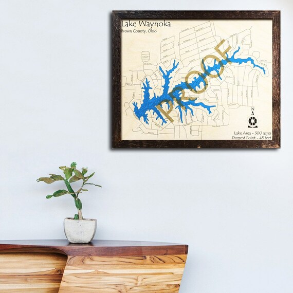 Lake Waynoka OH 3D Wood Map Custom Cabin Decor Lake House Etsy