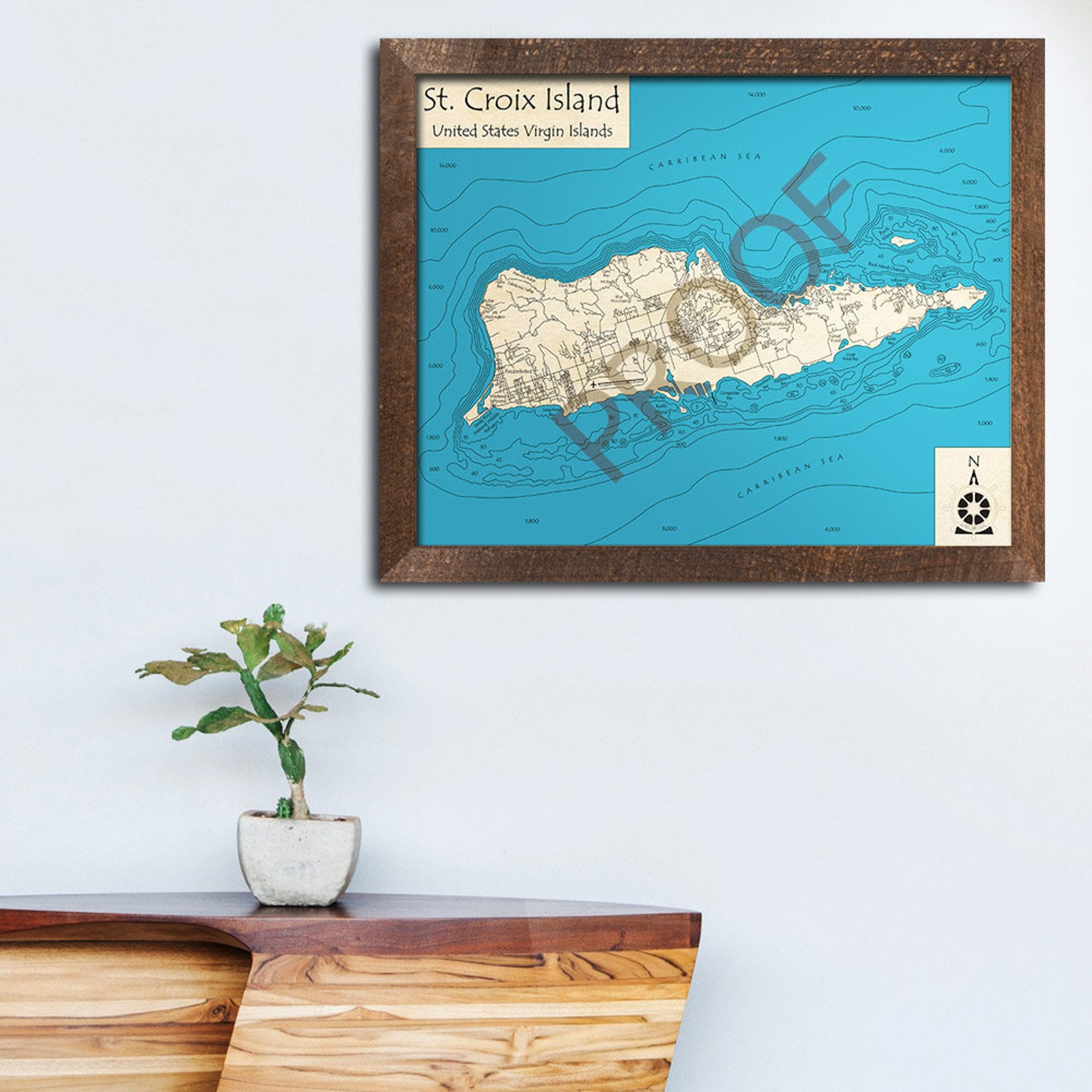 St. Croix Island 3D Wood Map | United States Virgin Islands, Caribbean ...