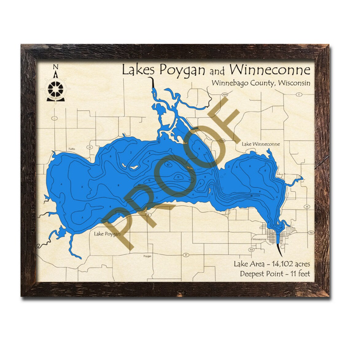 Lake Poygan Lake Winneconne WI 3D Wood Map Cabin Decor Etsy
