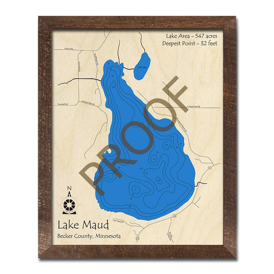 Lake Maud MN 3D Wood Map Custom Nautical Map Cabin Decor Etsy