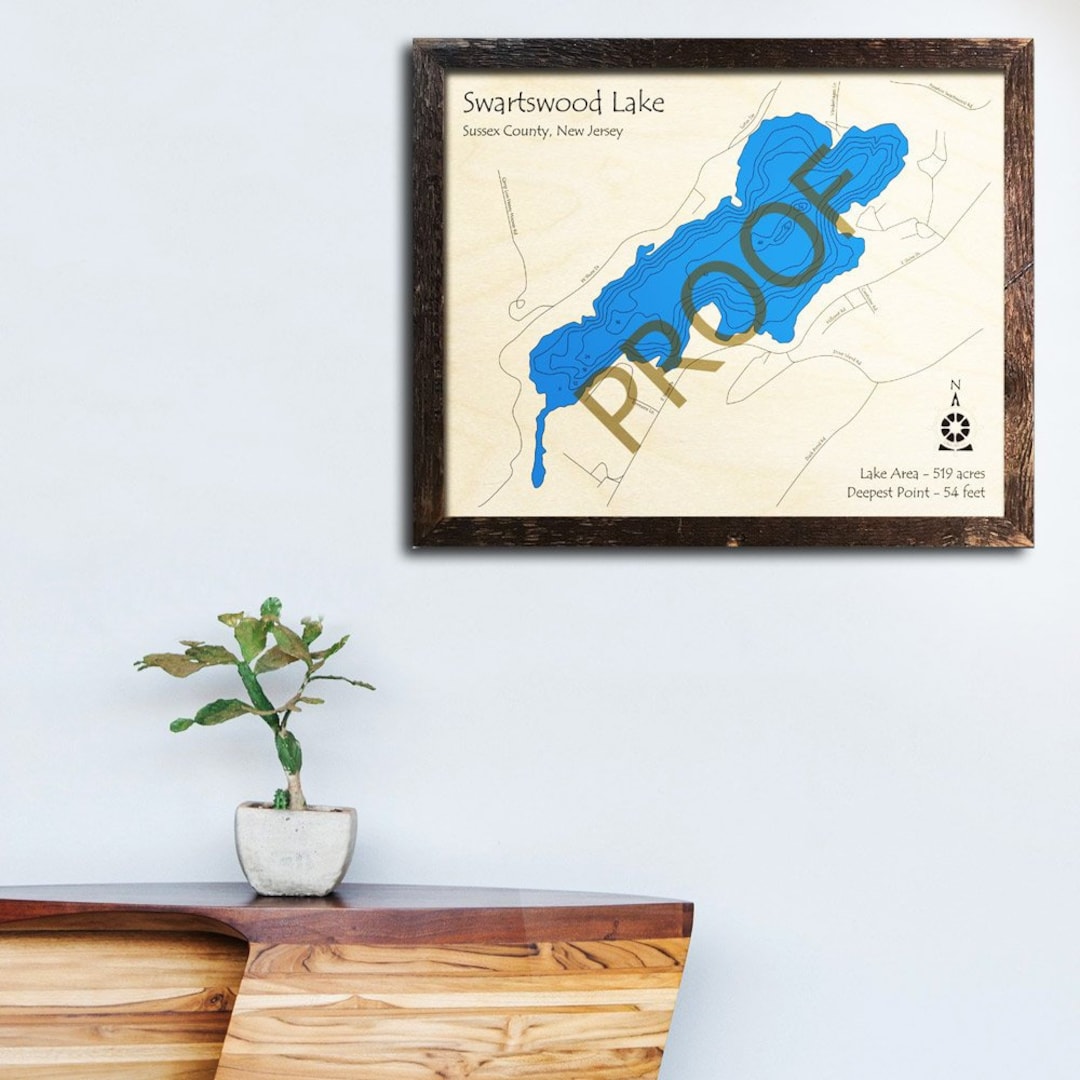 Swartswood Lake NJ 3D Wood Map Custom Cabin Decor Lake Etsy