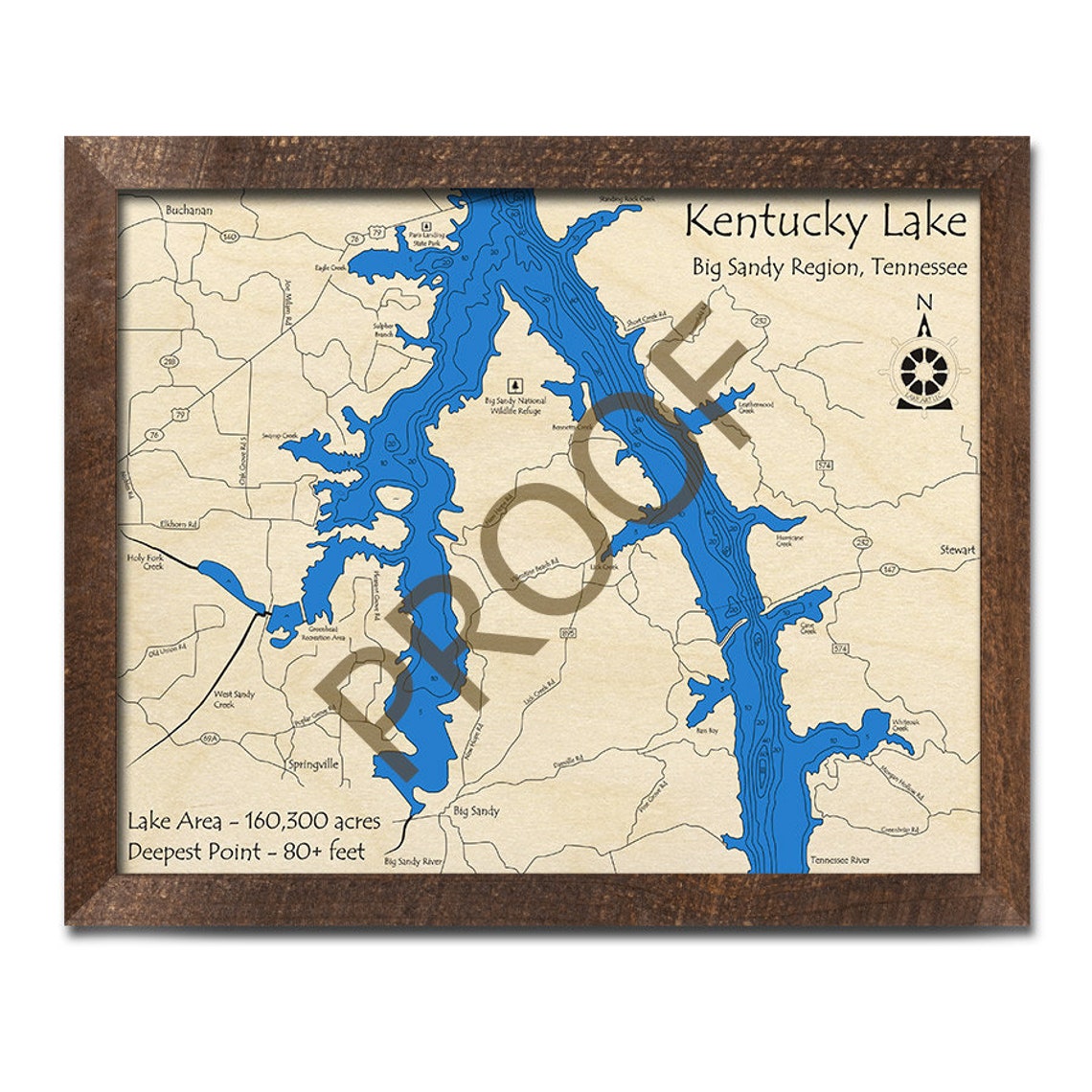 Kentucky Lake Big Sandy Region TN 3D Wood Map Custom Etsy