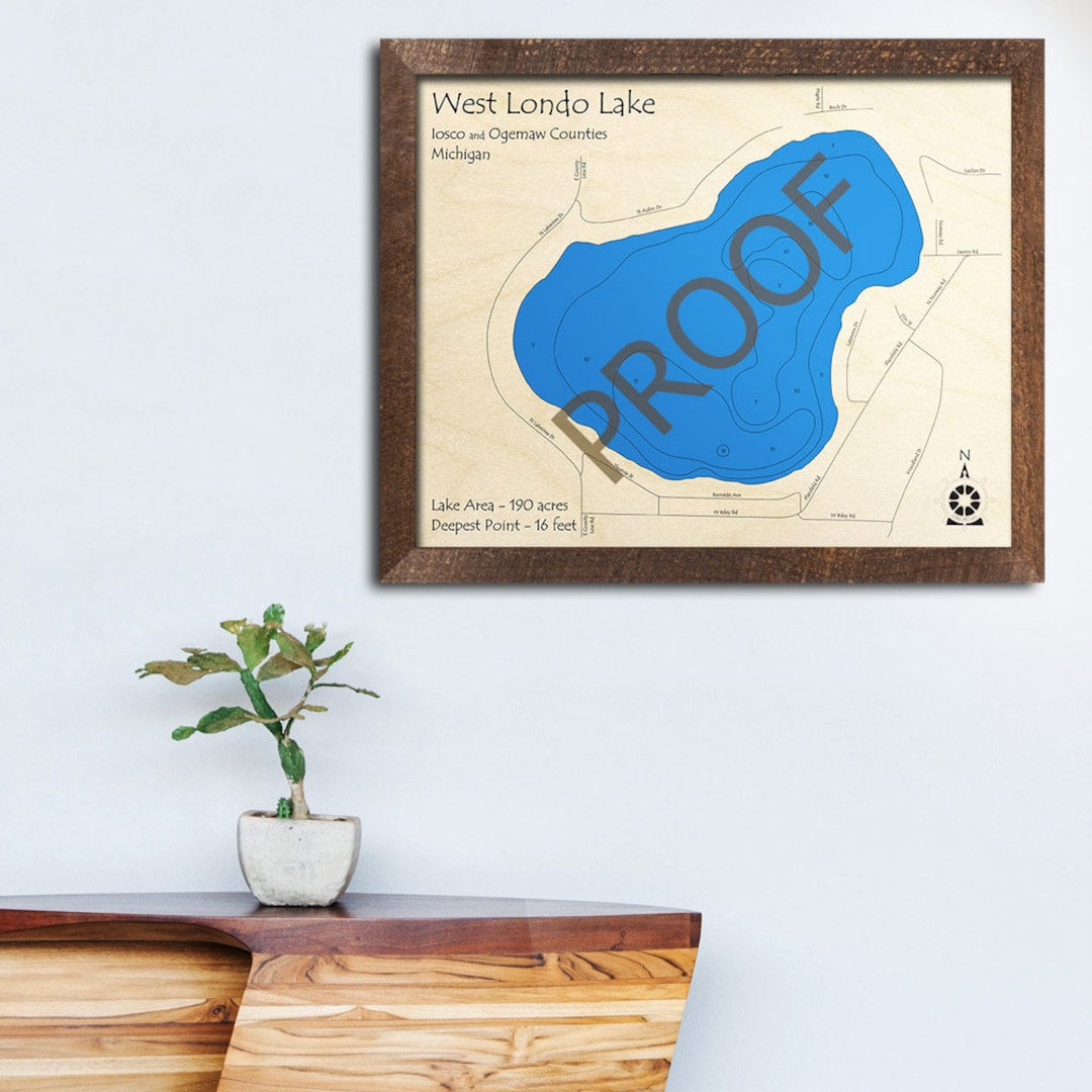 West Londo Lake MI 3D Wood Map Custom Nautical Map Cabin Etsy