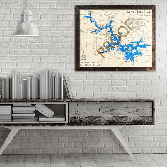 Lake Hamilton Arkansas 3d Wood Map Cabin Decor Lake House Etsy