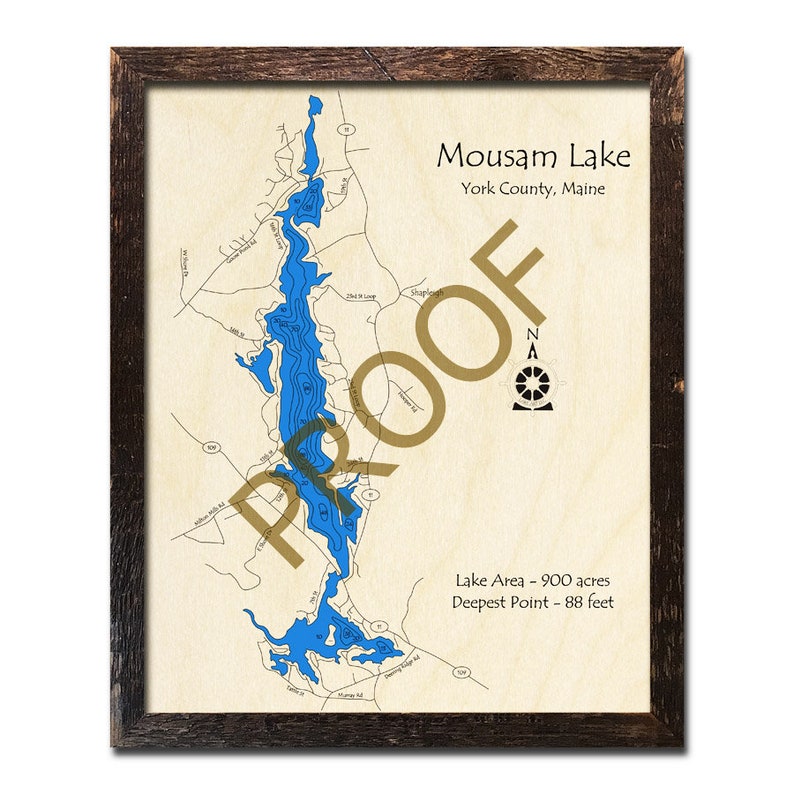 Mousam Lake Maine 3D Wood Map Cabin Decor Lake House Etsy